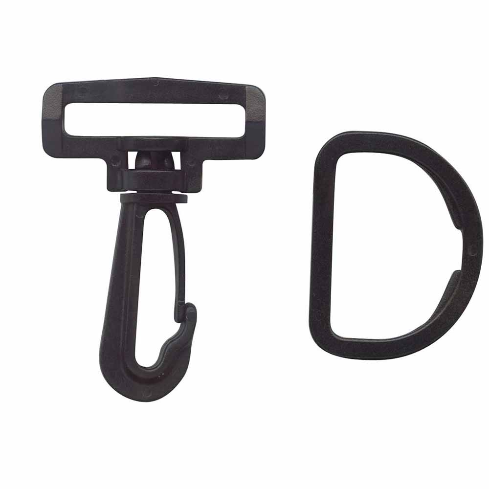 Black Plastic Swivel Clip / D-Ring